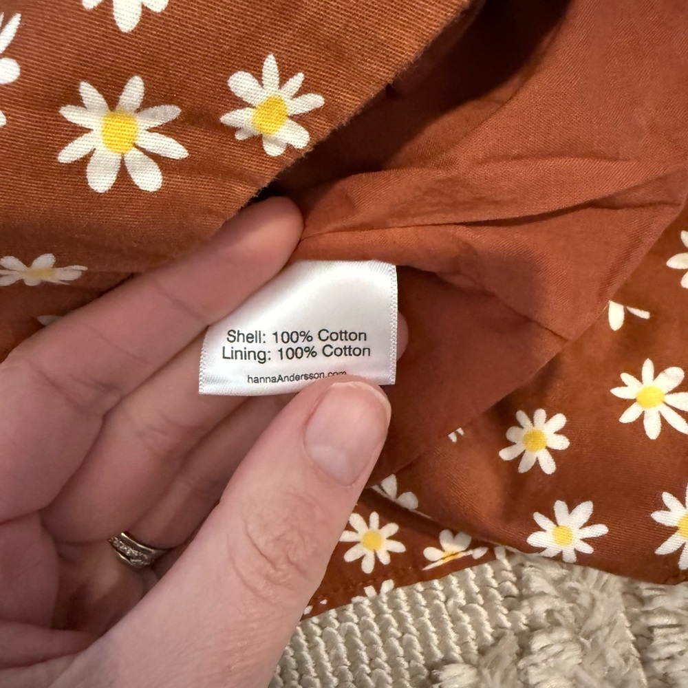 Hanna Andersson Girls Size 4 100 Brown Yellow Floral Print Dress Pockets retro - Picture 4 of 5